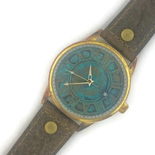 Load image into Gallery viewer, Mechanical Watch With Date, Blue Dial with  Brown  Leather Band