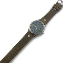 Load image into Gallery viewer, Mechanical Watch With Date, Blue Dial with  Brown  Leather Band