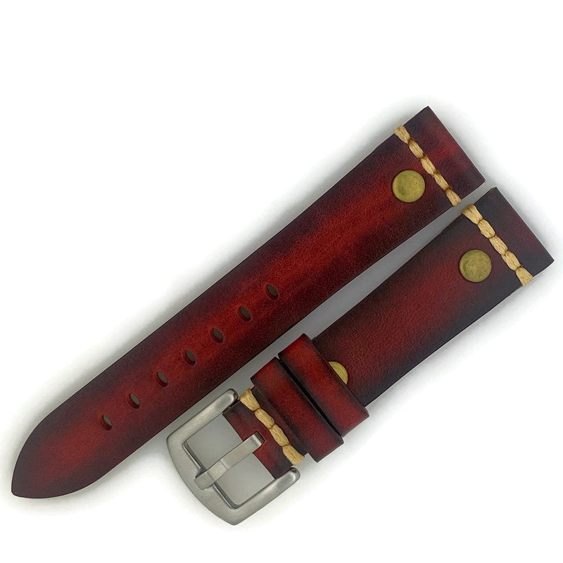20MM Wax Red Leather Watch Band Paternoster Designs
