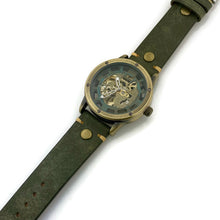 Load image into Gallery viewer, Automatic Mechanical Watch, Blue Dial with Green Leather Band