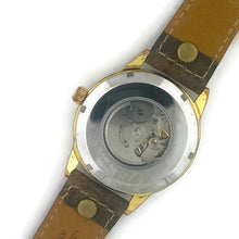 Load image into Gallery viewer, Mechanical Watch With Date, Blue Dial with  Brown  Leather Band