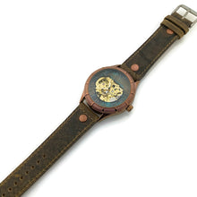 Load image into Gallery viewer, Mechanical Watch, Blue Gold and Silver Dial with Leather Band