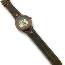 Load image into Gallery viewer, Mechanical Watch, Blue Gold and Silver Dial with Leather Band
