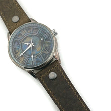 Load image into Gallery viewer, Mechanical Watch With Date, Blue Dial with  Brown  Leather Band