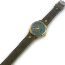 Load image into Gallery viewer, Mechanical Watch With Date, Blue Dial with  Brown  Leather Band