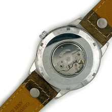 Load image into Gallery viewer, Mechanical Watch With Date, Blue Dial with  Brown  Leather Band