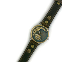 Load image into Gallery viewer, Moon Mechanical Watch, blue And Gold Dial with Leather Band