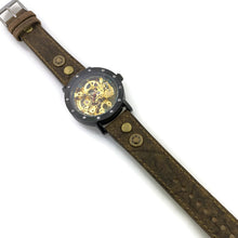 Load image into Gallery viewer, Automatic Mechanical Watch, Blue Dial with  Brown Leather Band