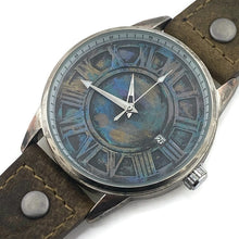 Load image into Gallery viewer, Mechanical Watch With Date, Blue Dial with  Brown  Leather Band