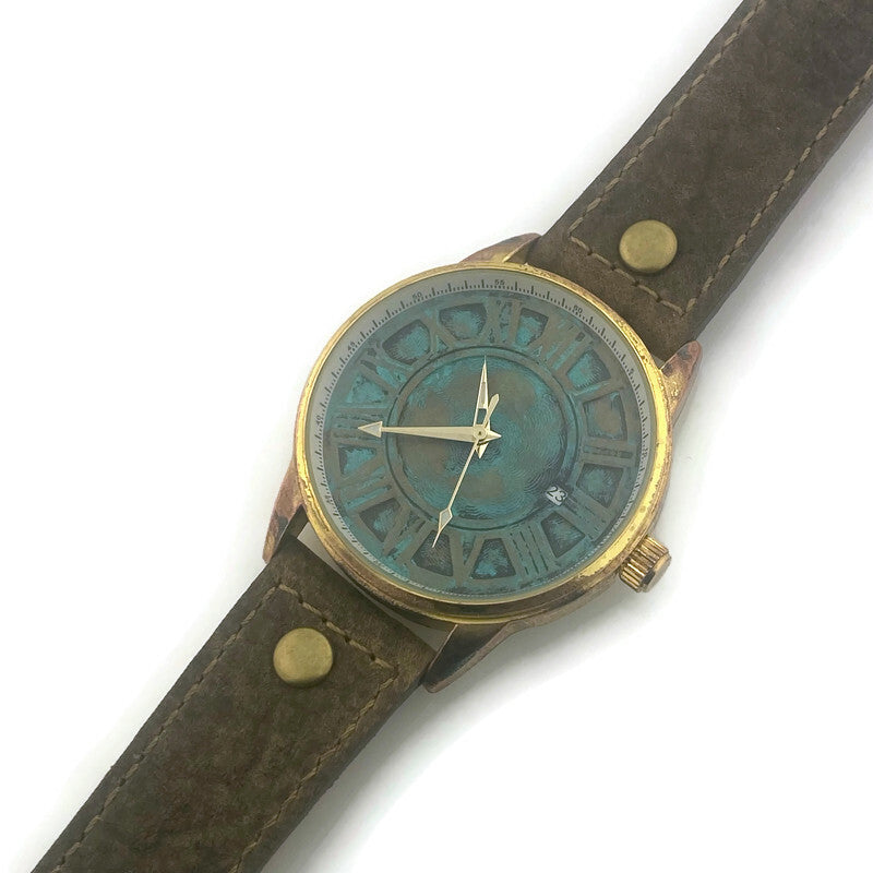 Mechanical Watch With Date, Blue Dial with Brown Leather  display picture 1