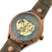 Load image into Gallery viewer, Mechanical Watch, Blue Gold and Silver Dial with Leather Band