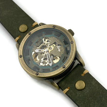 Load image into Gallery viewer, Automatic Mechanical Watch, Blue Dial with Green Leather Band