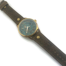 Load image into Gallery viewer, Mechanical Watch With Date, Blue Dial with  Brown  Leather Band