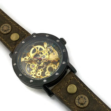 Load image into Gallery viewer, Automatic Mechanical Watch, Blue Dial with  Brown Leather Band