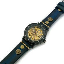 Load image into Gallery viewer, Automatic Mechanical Watch, Blue Dial with Blue Leather Band