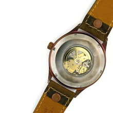 Load image into Gallery viewer, Mechanical Watch, Blue Gold and Silver Dial with Leather Band