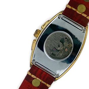 Moon Automatic Mechanical Watch,Multicolor Dial with Red Leather Band