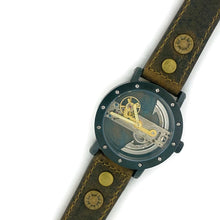 Load image into Gallery viewer, Automatic Mechanical Watch, Blue Background  with  Brown Leather Band