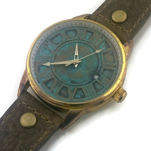Load image into Gallery viewer, Mechanical Watch With Date, Blue Dial with  Brown  Leather Band