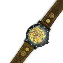 Load image into Gallery viewer, Automatic Mechanical Watch, Blue Dial with  Brown Leather Band
