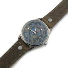 Load image into Gallery viewer, Mechanical Watch With Date, Blue Dial with  Brown  Leather Band