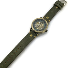 Load image into Gallery viewer, Automatic Mechanical Watch, Blue Dial with Green Leather Band