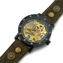 Load image into Gallery viewer, Automatic Mechanical Watch, Blue Dial with  Brown Leather Band