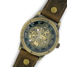 Load image into Gallery viewer, Mechanical Watch, Blue Dial with  Brown  Leather Band
