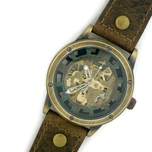 Load image into Gallery viewer, Automatic Mechanical Watch, Blue Dial with  Brown  Leather Band
