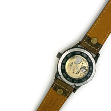 Load image into Gallery viewer, Mechanical Watch, Blue Dial with  Brown  Leather Band