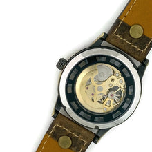 Load image into Gallery viewer, Mechanical Watch, Blue Dial with  Brown  Leather Band