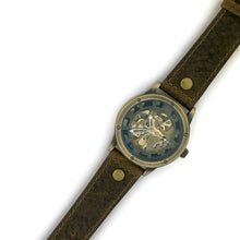 Load image into Gallery viewer, Mechanical Watch, Blue Dial with  Brown  Leather Band