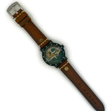 Load image into Gallery viewer, Automatic Mechanical Watch, Blue Background with Brown Leather Band