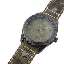 Load image into Gallery viewer, Large Green Copper Dial Watch With Leather Band
