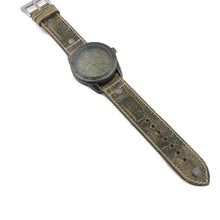 Load image into Gallery viewer, Large Green Copper Dial Watch With Leather Band