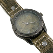 Load image into Gallery viewer, Large Green Copper Dial Watch With Leather Band