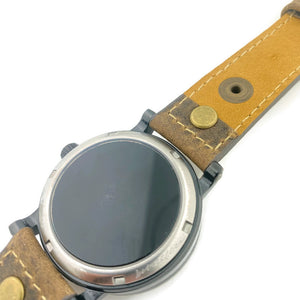Automatic Mechanical Watch, Blue Background  with  Brown Leather Band