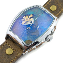 Load image into Gallery viewer, Moon Automatic Mechanical Watch,Blue Dial with Leather Band
