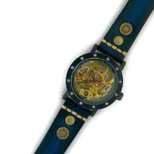 Load image into Gallery viewer, Automatic Mechanical Watch, Blue Dial with  Blue Leather Band
