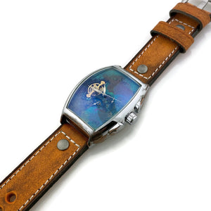 Moon Automatic Mechanical Watch,Multicolor Dial with Leather Band