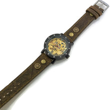 Load image into Gallery viewer, Automatic Mechanical Watch, Blue Dial with  Brown Leather Band
