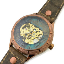 Load image into Gallery viewer, Automatic Mechanical Watch, Blue Gold and Silver Dial with Leather Band
