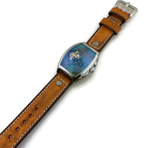 Moon Automatic Mechanical Watch,Multicolor Dial with Leather Band