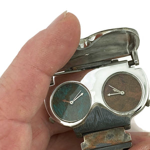 Watch  Two Time Zone with Cover, Blue  and Copper Dial
