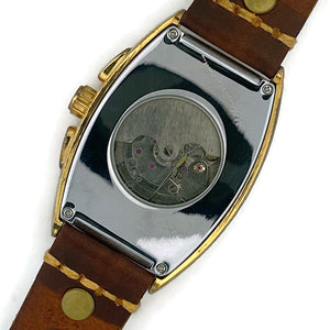 Moon Automatic Mechanical Watch,Multicolor Dial with Brown Leather Band