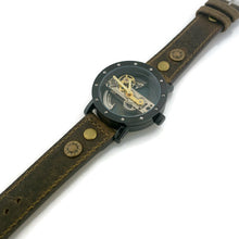 Load image into Gallery viewer, Automatic Mechanical Watch, Blue Background  with  Brown Leather Band
