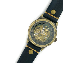 Load image into Gallery viewer, Automatic Mechanical Watch, Blue Dial with  Black Leather Band
