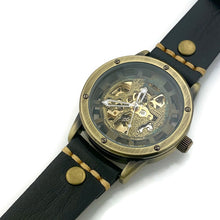 Load image into Gallery viewer, Automatic Mechanical Watch, Blue Dial with  Black Leather Band
