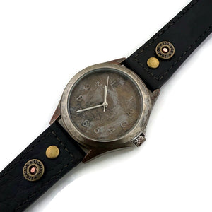 Copper Dial Watch with  Black Leather Band