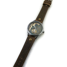 Load image into Gallery viewer, Moon Mechanical Watch, blue And Gold Dial with Leather Band (Copy)

